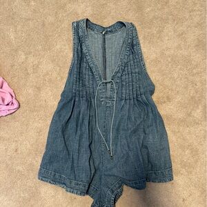 Free People Blue Denim Romper
